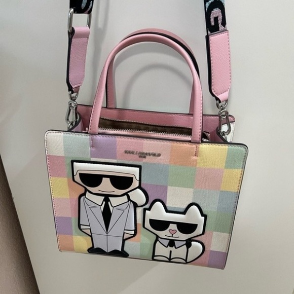 Karl Lagerfeld Pastel Checkered Satchel - Picture 3 of 4